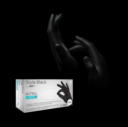 Style Black Ampri – crne nitrilne rukavice za kozmetičare i frizere, bez pudera